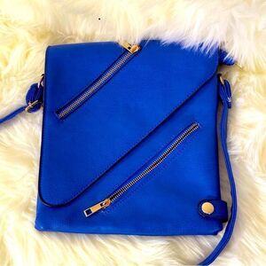 Bright Blue Faux-Leather Crossbody Bag​